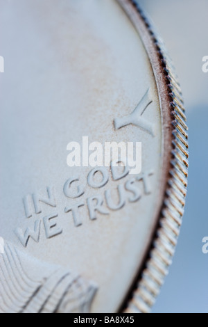 Close up della moneta d'argento Foto Stock