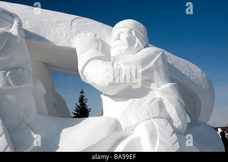 Sculture di Neve al 2009 Festival du Voyageur winter festival a San Bonifacio Winnipeg Manitoba Canada Foto Stock