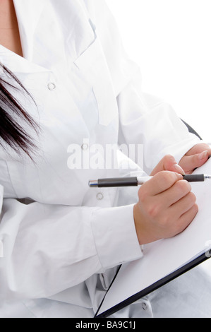 Professionista medico prescrizione di scrittura Foto Stock