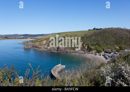 Un paesaggio di polkerris village e Carlyon Bay in Cornwall Inghilterra Foto Stock