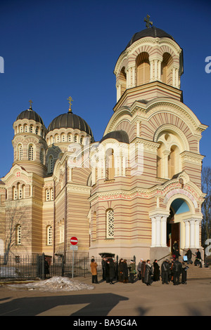 Russo Cattedrale ortodossa della Nascita di Cristo, Riga, Lettonia. Foto Stock