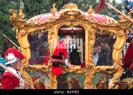 Città del sindaco di Londra show, Lord Mayor nel cerimoniale di trasporto [Città di Londra] Inghilterra Foto Stock