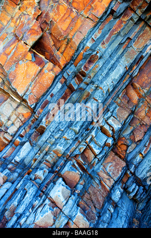 Le scogliere a bocca sabbiosa baia vicino a Bude sulla North Cornwall coast un posto popolare per i surfisti Fotografato nel mese di settembre Foto Stock