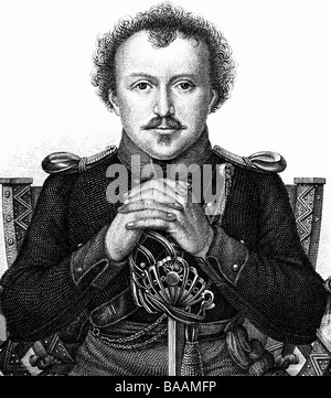 Motte Fouquet, Friedrich de la, 12.2.1777 - 23.1.1843, autore tedesco/scrittore, mezza lunghezza, uniforme, acciaio incisione, 1813, artista del diritto d'autore non deve essere cancellata Foto Stock