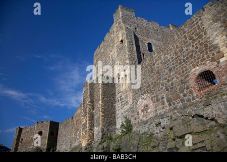 Pareti e tenere del Castello di Carrickfergus County Antrim Irlanda del Nord Regno Unito Foto Stock