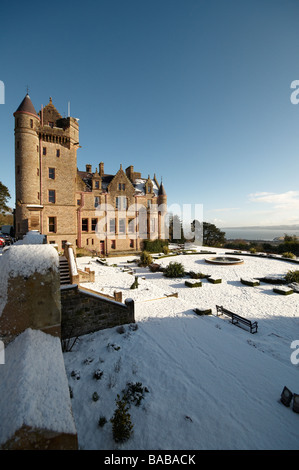 Castello di Belfast con la neve Foto Stock