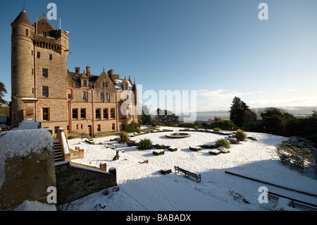 Castello di Belfast con la neve Foto Stock