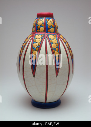 Longwy Art Deco smalto emaux francese vaso in ceramica 1930 Foto Stock