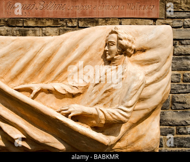 Monumento commemorativo di Vincenzo Bellini (1801 - 1835) a Moltrasio sul Lago di Como, Italia Foto Stock
