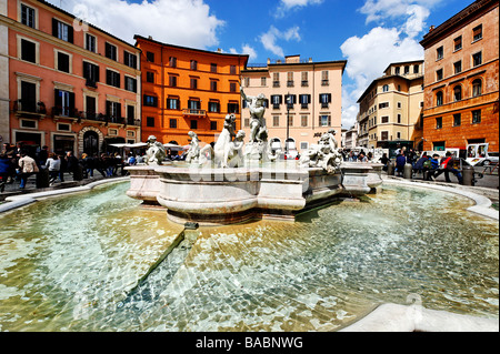 Piazza Navona Fontana del Tritone Foto Stock