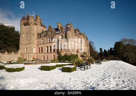 Castello di Belfast con la neve Foto Stock