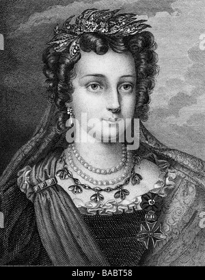 Maria II. 'Da Gloria', 4.4.1819 - 15.11.1853, Regina del Portogallo 5.5.1826 - 30.6.1828 & 26.5.1834 - 15.11.1853, ritratto, acciaio incisione di Hofbauer e Stöber dopo la trafilatura, artista del diritto d'autore non deve essere cancellata Foto Stock