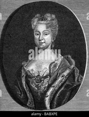 Elisabetta di Parma, 25.10.1692 - 11.7.1766, regina consorte di Spagna 17.9.1714 - 11.7.1766, ritratto, ovale, contemporanea incisione su rame, artista del diritto d'autore non deve essere cancellata Foto Stock