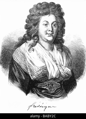 Friedericke Luise, 26.10.1751 - 25.2.1805, Consorte Regina di Prussia 17.8.1786 - 16.11.1797, ritratto, incisione in legno, 19th secolo, dopo immagine contemporanea, Foto Stock