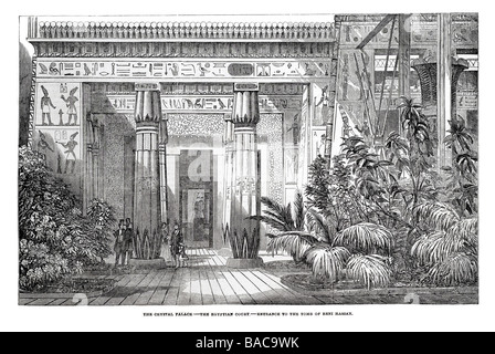 Crystal palace corte egizia ingresso alle tombe di beni hassan 1854 Foto Stock