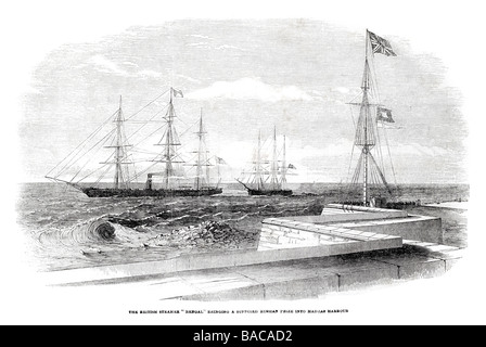 Sistema per la cottura a vapore britannico bringng bengala un presunto premio russo in madras harbor 1854 Foto Stock