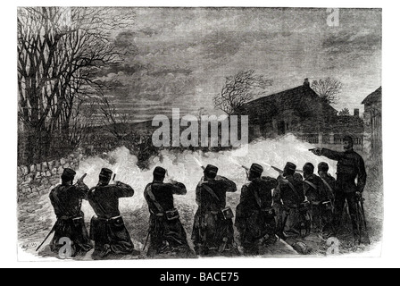 Il fenian insurection in conflitto con le forze di polizia sotto ispettore burke a tallaght vicino a Dublino 1867 Foto Stock