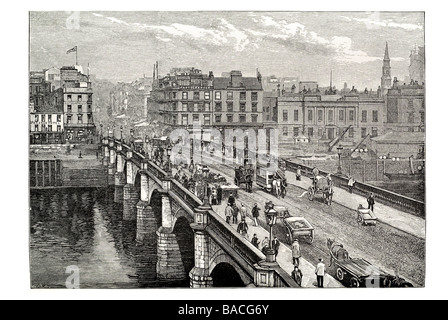 Ponte di broomielaw glasgow Thomas Telford sette arcate Fiume Clyde muratura in pietra Foto Stock