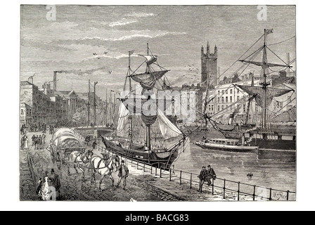 Bristol da st augustines quay Avon e Frome docks pontili di navi porto barche pulito Foto Stock