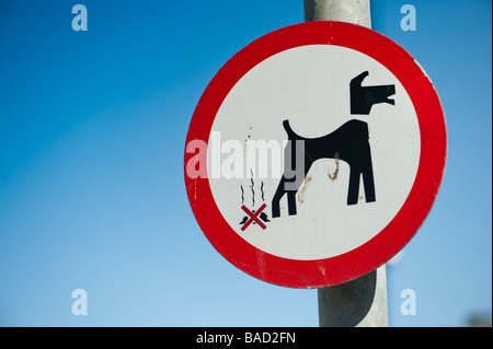 A raccogliere il vostro cane poo pooh firmare nessuna incrostazione sul marciapiede di cartello di avvertimento REGNO UNITO Foto Stock