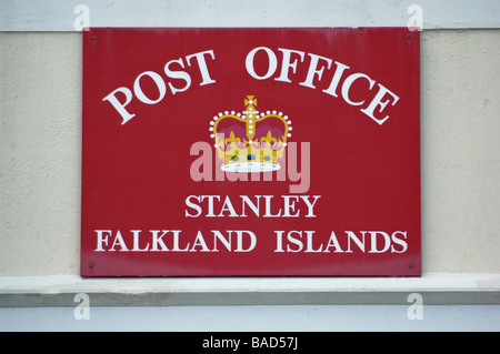Stanley Post Office segno, Isole Falkland. Foto Stock