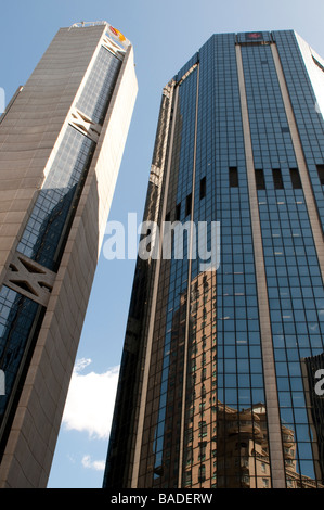 Alti edifici moderni su George Street Quartiere Affaristico Centrale di Sydney Australia NSW Foto Stock