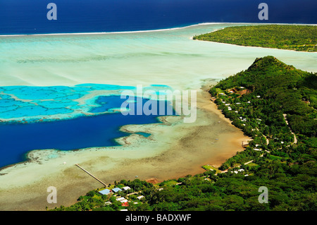 Panoramica della laguna, Maupiti, Polinesia Francese Foto Stock