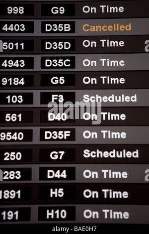 Airport Arrivi e partenze Board Foto Stock