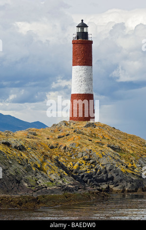 Il Sud La maggior parte faro nel mondo altrimenti noto come Les Eclaireurs. Canale di Beagle, Tierra del Fuego, Ushuaia. Foto Stock