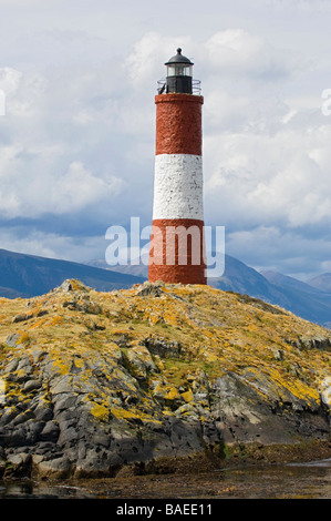 Il Sud La maggior parte faro nel mondo altrimenti noto come Les Eclaireurs. Canale di Beagle, Tierra del Fuego, Ushuaia. Foto Stock