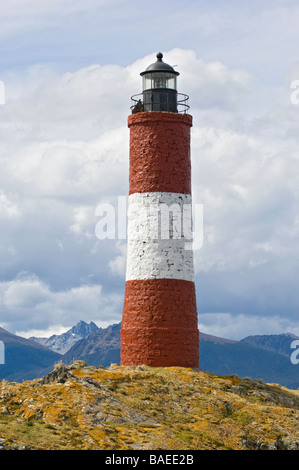 Il Sud La maggior parte faro nel mondo altrimenti noto come Les Eclaireurs. Canale di Beagle, Tierra del Fuego, Ushuaia. Foto Stock