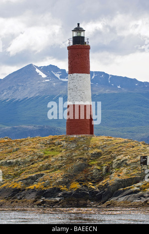 Il Sud La maggior parte faro nel mondo altrimenti noto come Les Eclaireurs. Canale di Beagle, Tierra del Fuego, Ushuaia. Foto Stock