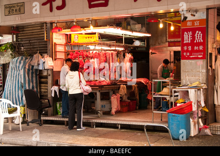 Negozio di carne in Tsim Sha Tsui Hong Kong Foto Stock