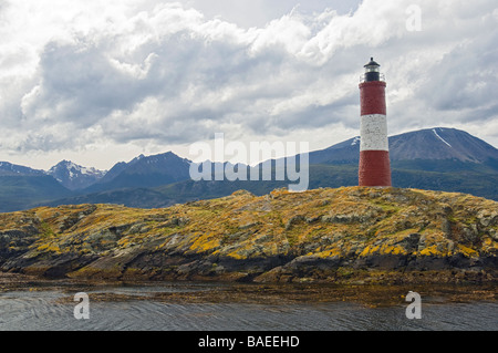 Il Sud La maggior parte faro nel mondo altrimenti noto come Les Eclaireurs. Canale di Beagle, Tierra del Fuego, Ushuaia. Foto Stock