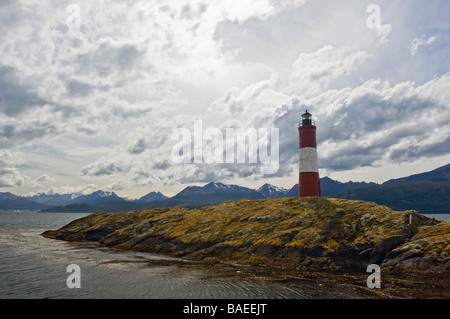 Il Sud La maggior parte faro nel mondo altrimenti noto come Les Eclaireurs. Canale di Beagle, Tierra del Fuego, Ushuaia. Foto Stock