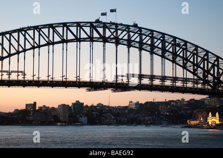 Il Ponte del Porto di Sydney al Tramonto NSW Australia Foto Stock