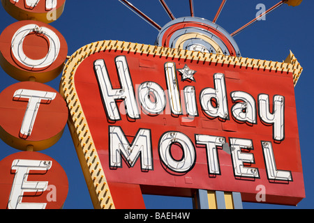 Holiday motel segno su las vegas boulevard las vegas nevada usa Foto Stock