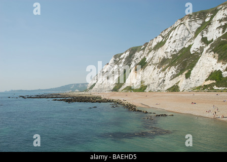 Samphire Hoe, Dover, Kent guardando verso Folkestone Foto Stock