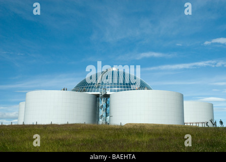 Vista esterna di Perlan, Oskjuhlid Hill, Reykjavik, Islanda Foto Stock