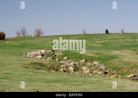 Glaciale di ciottoli e massi in pascolo Butler County Iowa Foto Stock