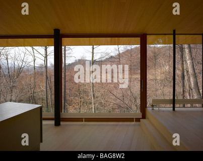 Casa gru, Karuizawa, Giappone, Atelier Bow-Wow, Casa gru vedute interne. Foto Stock