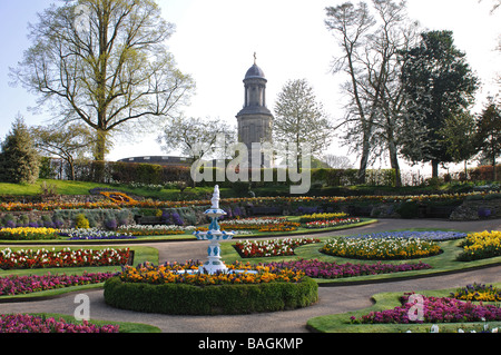 La Dingle e St.Chad's Chiesa, Shrewsbury, Shropshire, Inghilterra, Regno Unito Foto Stock