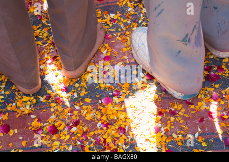 Gente indiana celebra la Holi festival Mathura India Asia Foto Stock