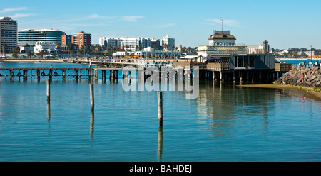 Cafe sul fine di St Kilda pier Melbourne Australia. Foto Stock