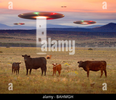 Ufo rapire mucche Foto Stock