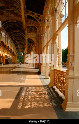 Frammento di acqua sorgiva colonnato a Marianske Lazne aka Marienbad - Repubblica Ceca Foto Stock