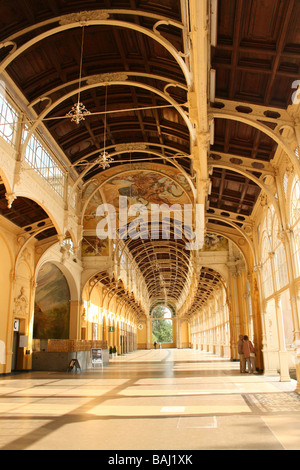 Frammento di acqua sorgiva colonnato a Marianske Lazne aka Marienbad Repubblica Ceca Foto Stock