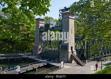 Il vecchio Henrichenburg Shiplift nella città di Waltrop, il percorso di cultura industriale , NRW, Renania del Nord - Westfalia, Germania Foto Stock