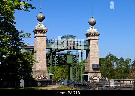 Il vecchio Henrichenburg Shiplift nella città di Waltrop, il percorso di cultura industriale , NRW, Renania del Nord - Westfalia, Germania Foto Stock