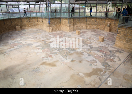 Architettura del triclinio (sala da pranzo), Villa del Casale di Piazza Armerina, SICILIA, ITALIA Foto Stock